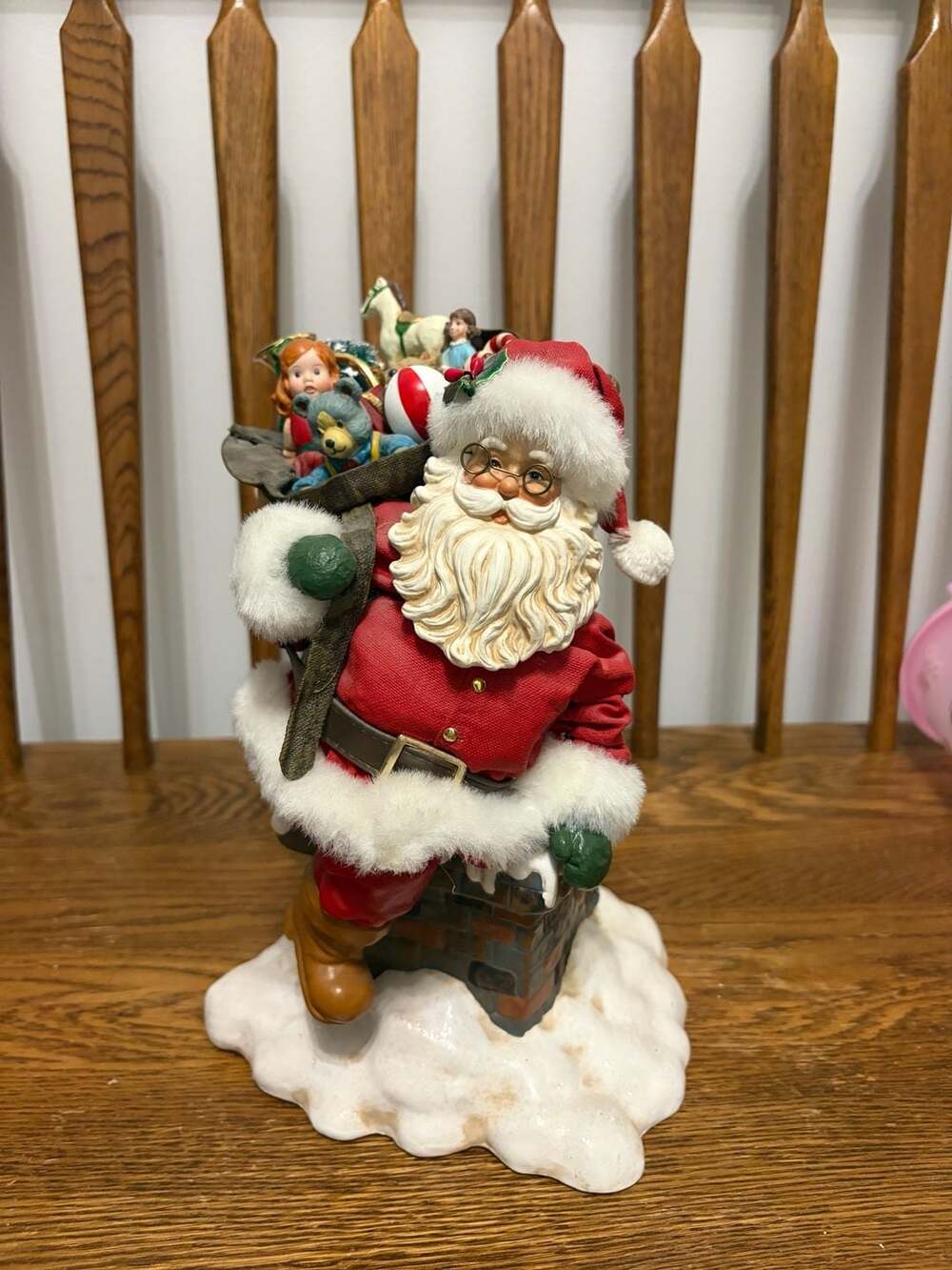 Possible Dreams Clothtique Santa Down Chimney Figurine 10 Inch